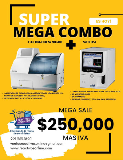 Combo Analizador de Hematología MTD H51 + Química Seca Fuji DRI-CHEM NX500