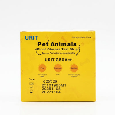 Tira Reactivoa de glucosa en sangre portatil para mascotas, 50 tiras para Monitor de glucosa en sangre para perros y gatos G80Vetstrip