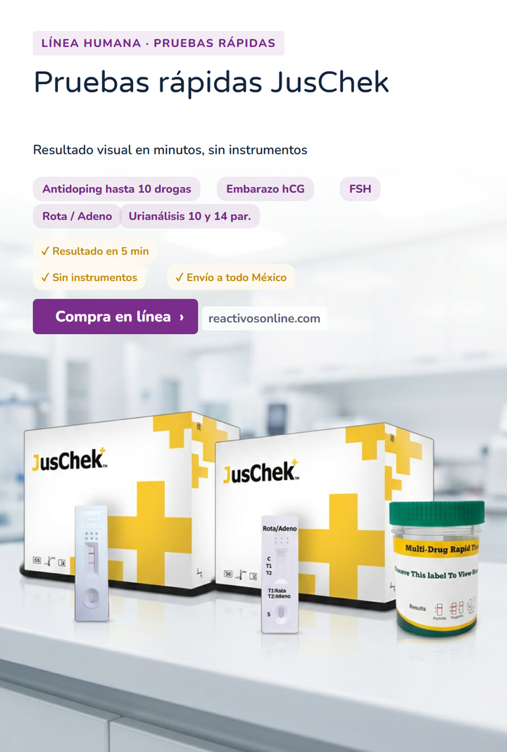 Pruebas rápidas JusChek Corpointer: antidoping, embarazo, Rota Adeno y urianálisis