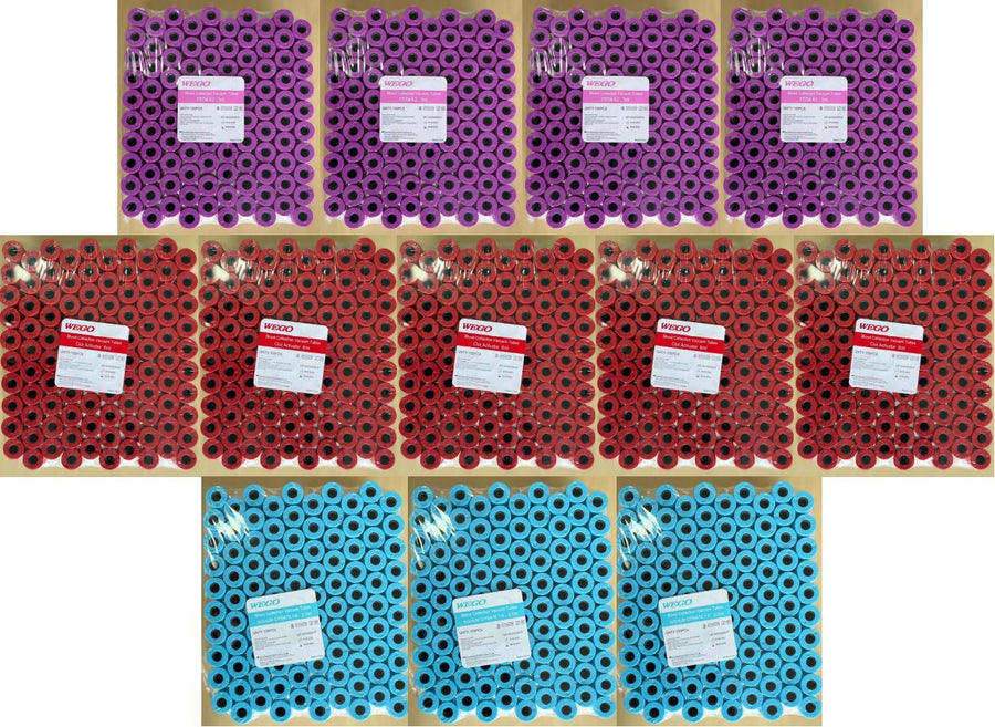 Paquete1 de Tubos  4 Lila, 5 Rojo, 3 Azul  1200 Tubos TPQ1