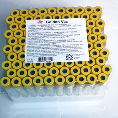 Tubo de Extracción de Sangre Amarillo 5ml Gel + Clot Activador c/100 GD050SGC