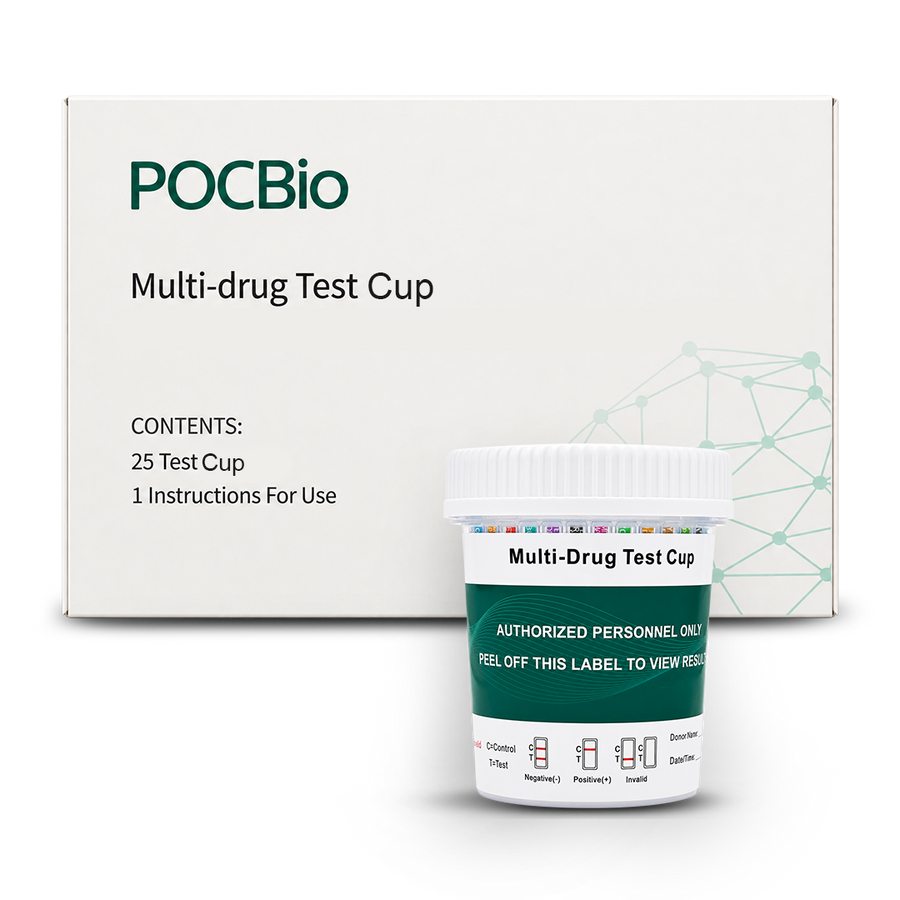 Frasco Multidroga 7x1 AMP-BZO-COC-FTY-MET-OPI-THC con Control de Adulteración C/25 Pbs Prueba Rápida PocBio DUC-07-AA