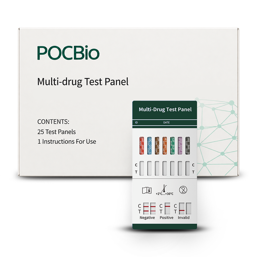 Panel Multidroga 6x1 AMP-BZO-COC-MET-OPI-THC C/25 Pbs Prueba Rápida PocBio DUP-06-A