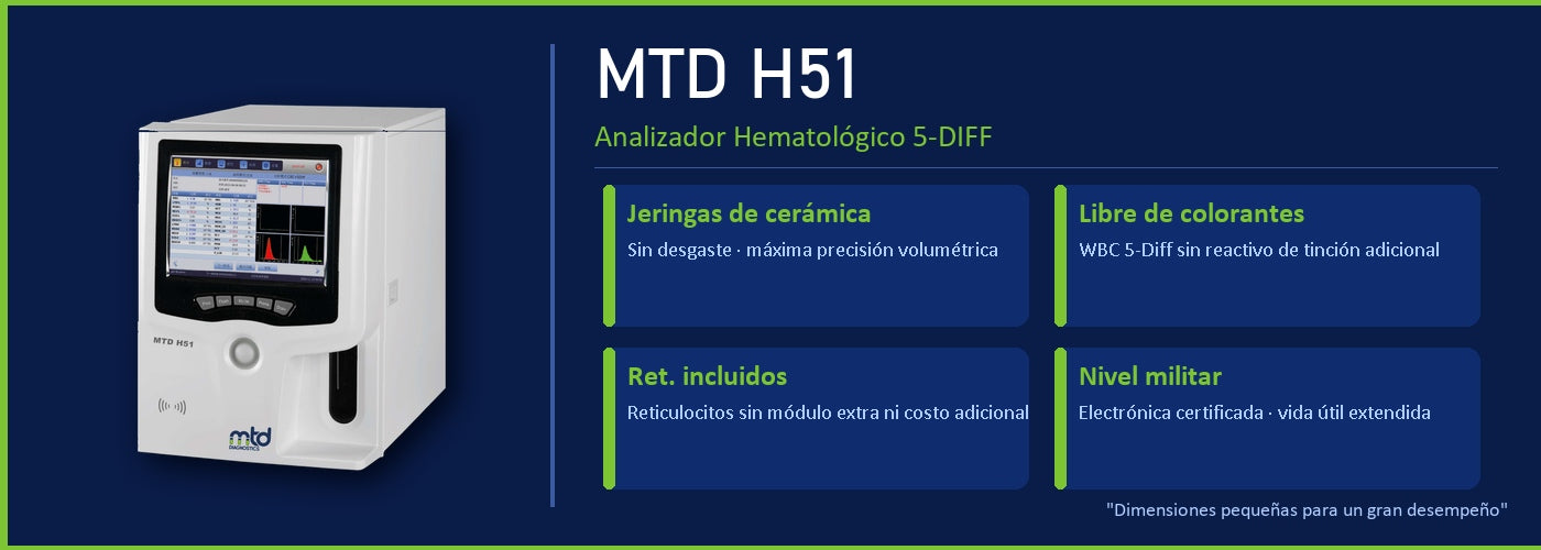 ANALIZADOR HEMATOLOGIA DIFF 6 PARTES MTD H51 H51