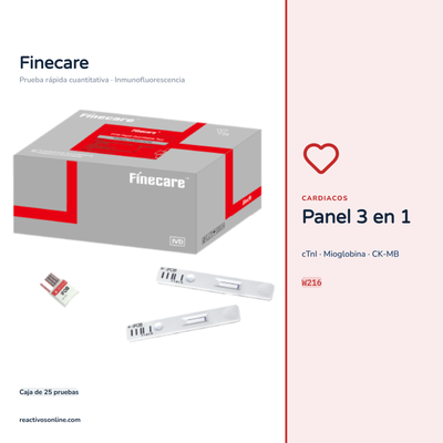 3 en 1 cTnI/Myo/CK-MB Finecare™ C/25 Pruebas W216