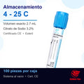 Tubo de Extracción de Sangre Azul 2.7ml Citrato de Sodio c/100 GD027SC
