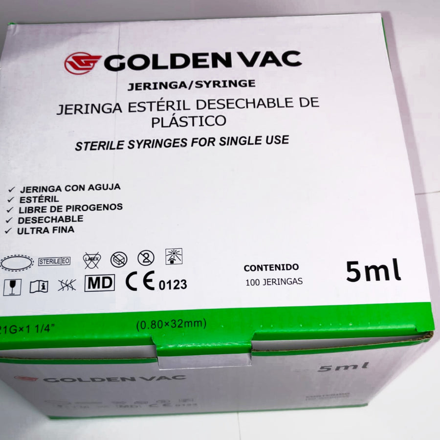 Jeringa 5 mL C/100 Pz 21G x 32mm Verde 63262783711