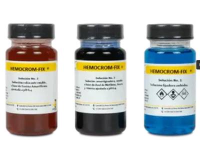 Set de Colorantes HEMOCROM-FIX , Set de 3 reactivos, 100mL 82210