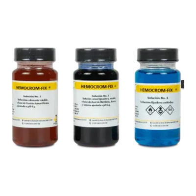 Set de Colorantes HEMOCROM-FIX , Set de 3 reactivos, 100mL 82210